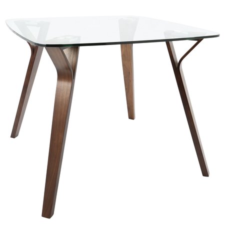 LUMISOURCE Folia Dinette Table in Walnut and Glass DT-FOLIA WL+CL